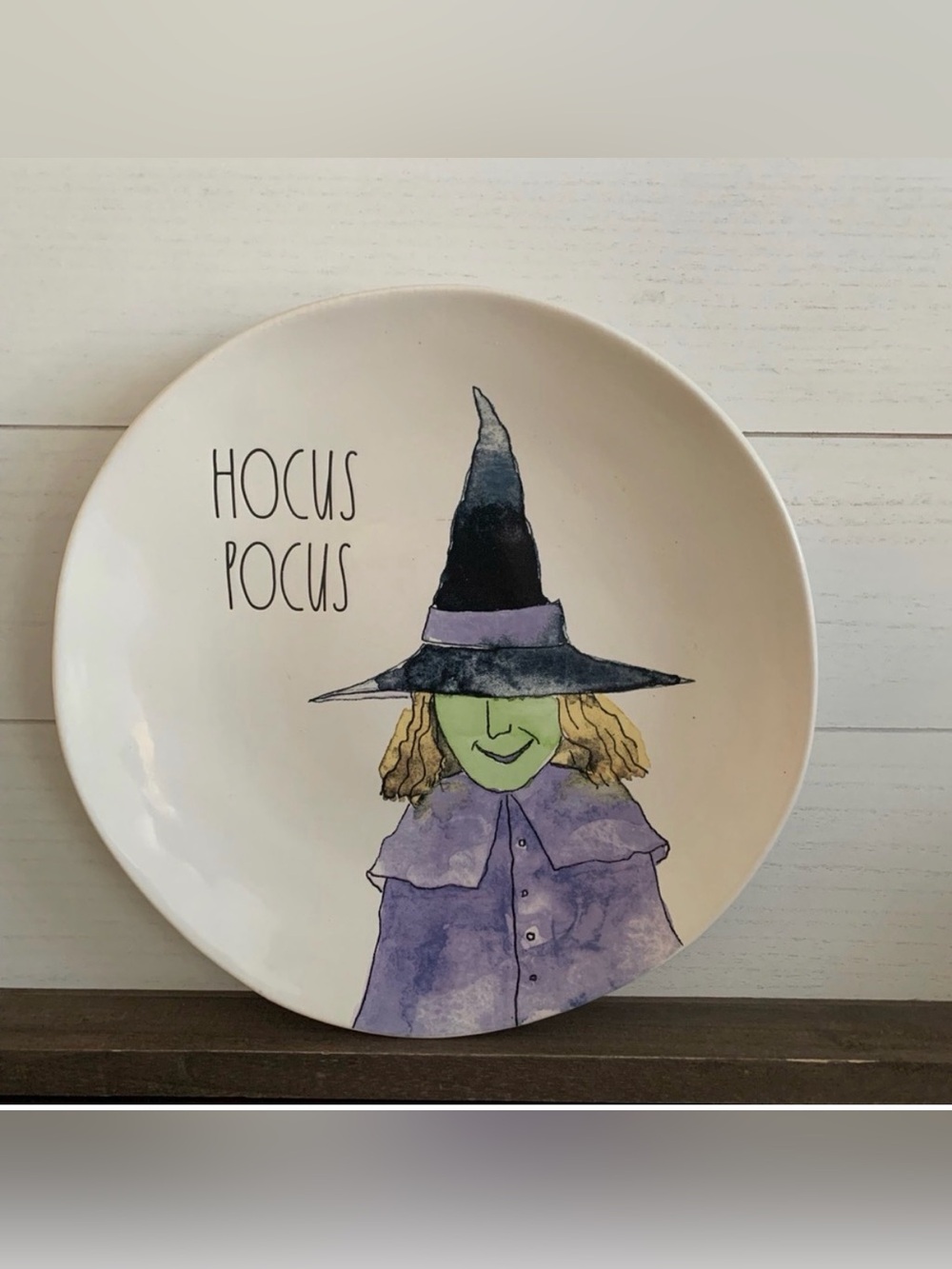 Rae Dunn Halloween HOCUS POCUS witch large dinner plate. - NWT